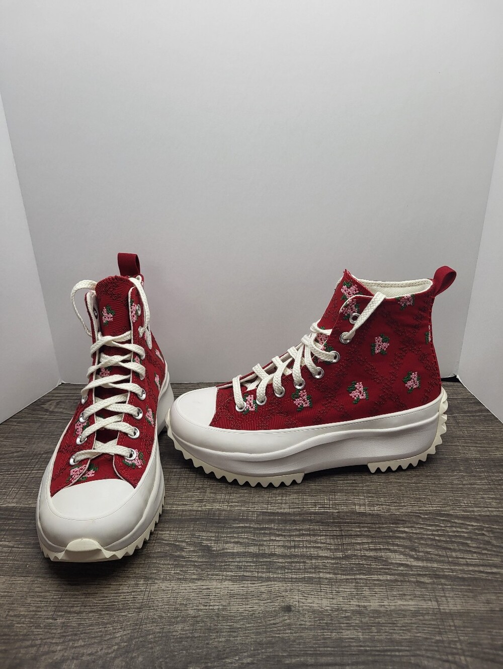 CONVERSE Run Star Hike Hi Platform Rose Cross Stitch Women Sz 8.5 Shoes Sneaker